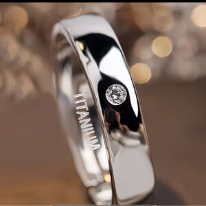 Elegant  Titanium Ring with Diamond Accent size available 5-6-9-10-11